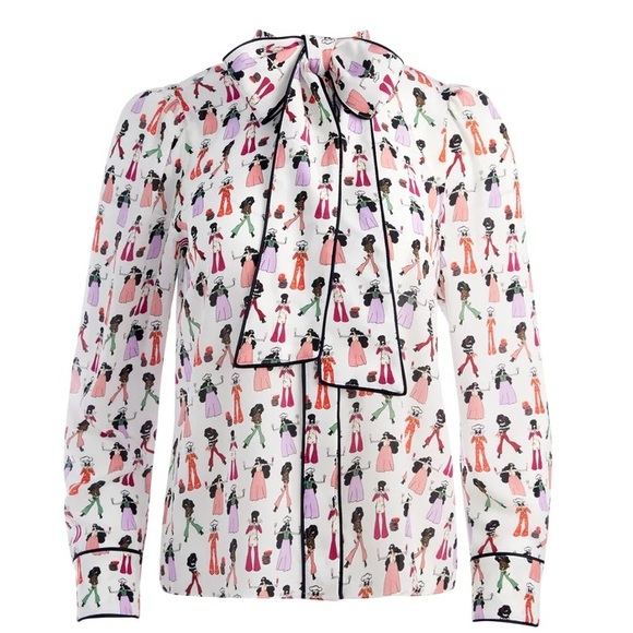 JEANNIE BOW COLLAR BUTTON DOWN SHIRT